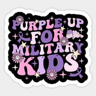 Purple Up For Military Kids Cute Groovy Military Child Month Sticker